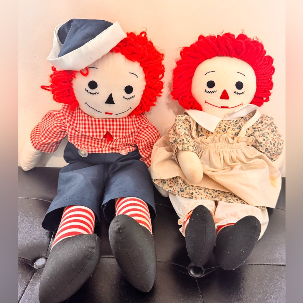 Vintage Knickerbocker Raggedy Ann and Andy Dolls  24in Tall - Picture 2 of 12
